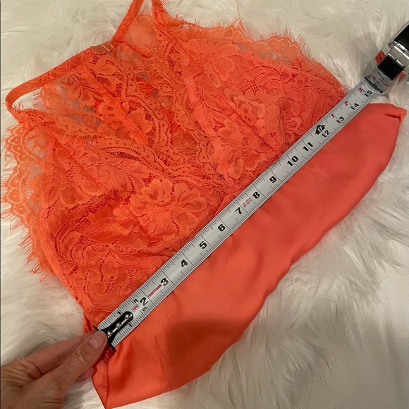NWT free people orange satin eyelash lace cut out back thong mesh bodysuit XXS/S - Picture 11 of 13